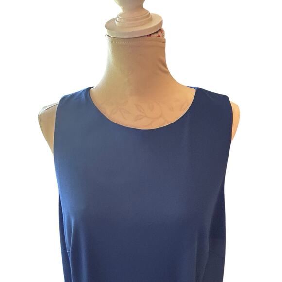 RALPH LAUREN Women’s Blue Sleeveless Fit & Flare Jersey Dress Round Neck Sz. 16 - Picture 4 of 16